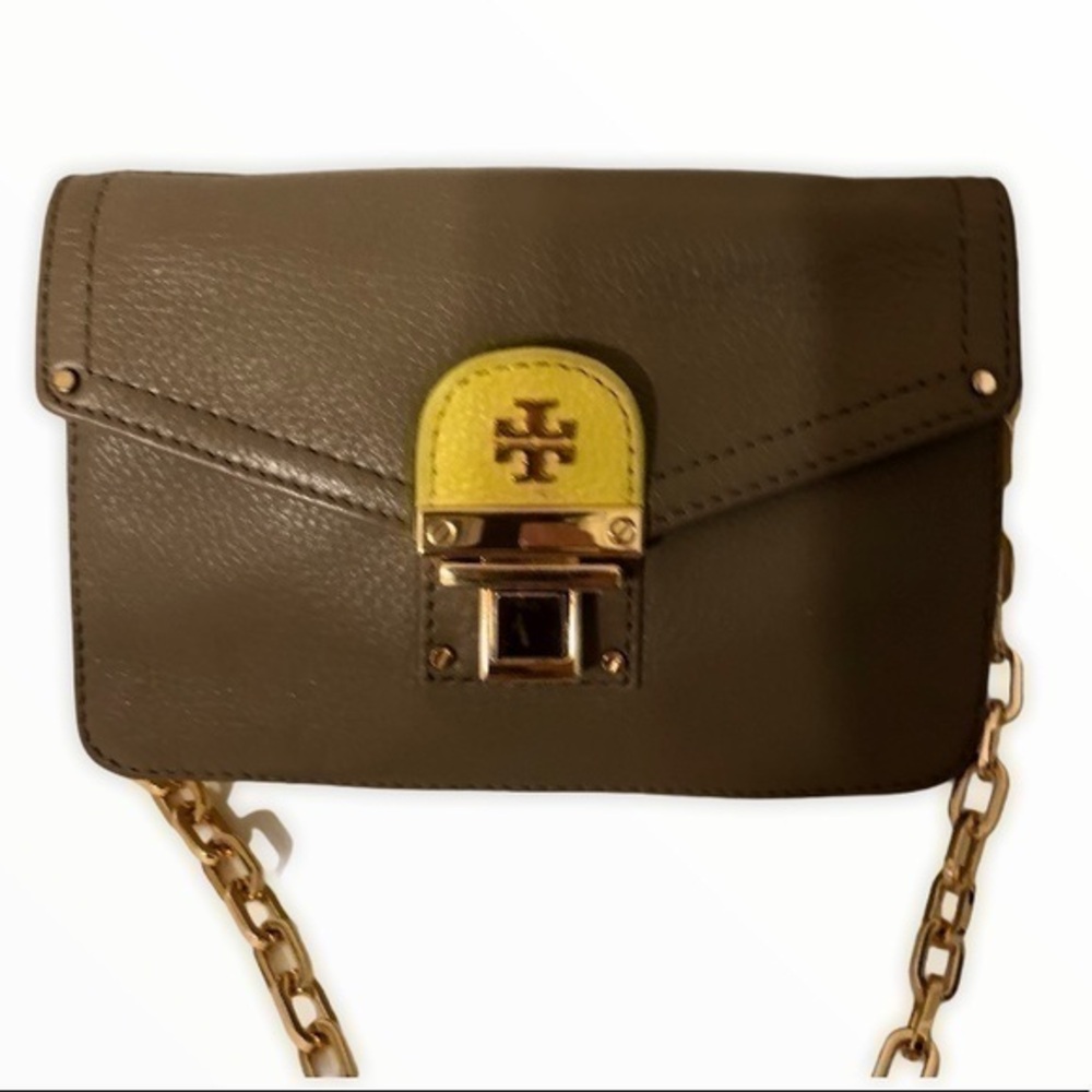 TORY BURCH crossbody bag gray and yellow